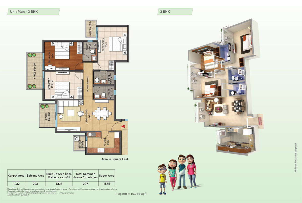Hero Homes 3BHK Floor Plan
